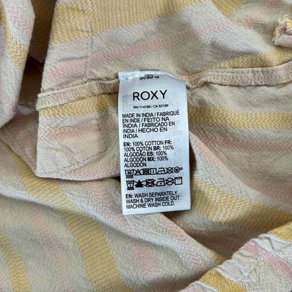 Roxy Under the Cali Sun Stripe Strappy Yellow Dress Sz Medium - Picture 9 of 11